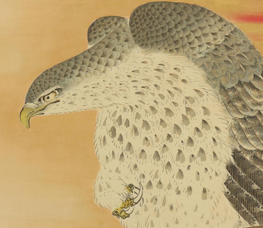 雪舟/鷹之図/タカ図/古画/掛軸☆宝船☆Z-601 雪舟/鷹之図/タカ図/古画/掛軸☆宝船☆Z-601 - メルカリ